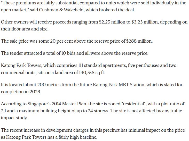 , Katong Park Towers sold to Bukit Sembawang Estates for $345 million